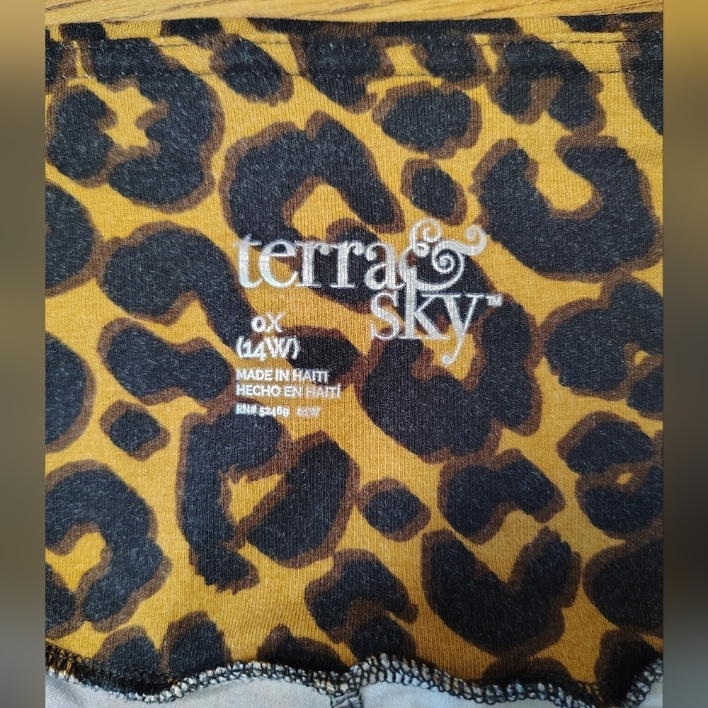 Terra & Sky Women's Plus Size Leopard Print Leggings Lightweight sz 0X, Stretch. - Picture 12 of 16